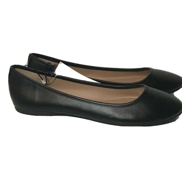 Black Faux Leather Everly Round Toe Ballet  Flat - Picture 4 of 5